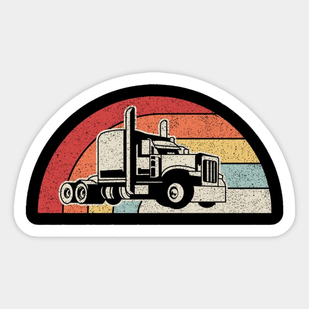 Retro Vintage Truck Trailer Truck Driving Trucker Truck Lover Gift Sticker by SomeRays